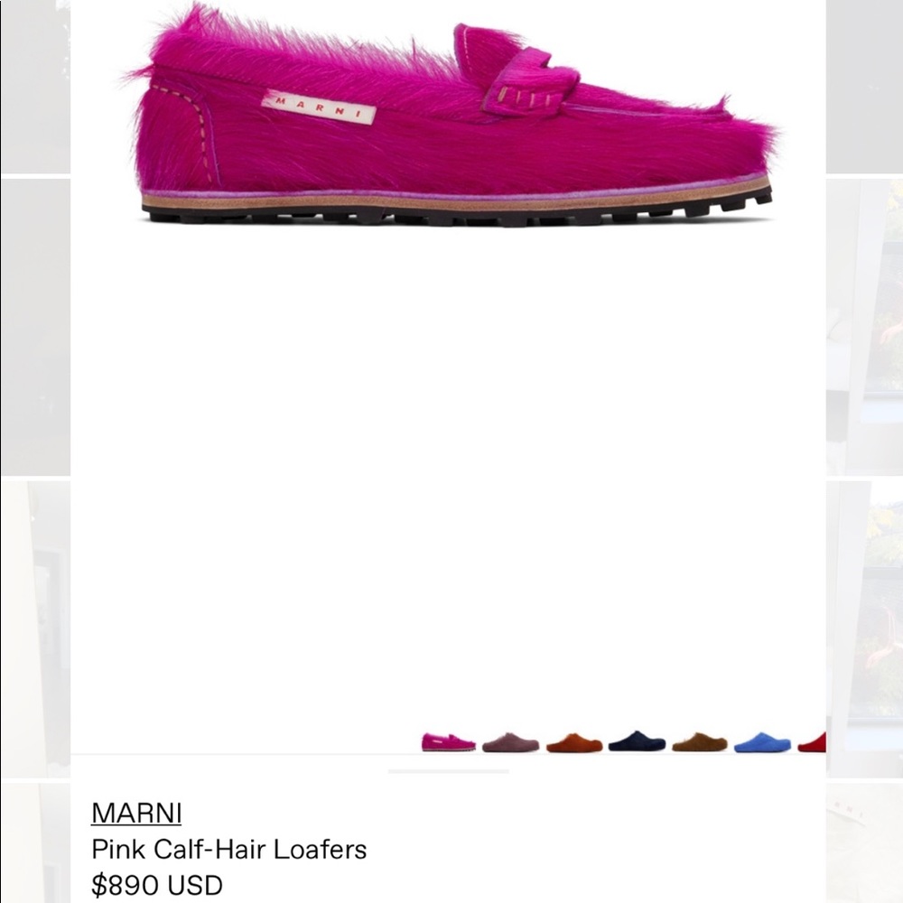 MARNI HOT PINK CALF-HAIR LOAFERS